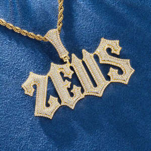 Collier avec pendentif lettre personnalisé plaqué or, serti de moissanite, style hip-hop, bijoux unisexe - Product Image 6