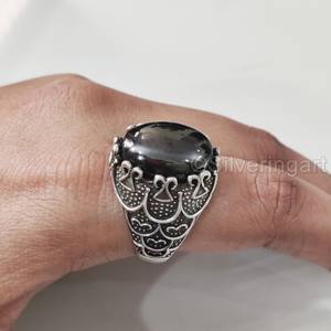 Nouvelle arrivée bague pour homme hématite naturelle pierre précieuse bague de naissance toutes tailles ottoman cadeau d'anniversaire bijoux bague en argent Sterling 925 - Product Image 5
