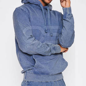 เสื้อฮู้ดผู้ชายผ้าฝ้ายผสมซักกรดพร้อมกระเป๋าด้านหน้าและกระเป๋าเสื้อผ้าซักซักแล้ว - Product Image 5