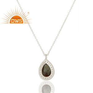 Collier avec pendentif en argent sterling fin topaze blanche et labradorite Bijoux personnalisés pour femme Cadeau pour elle - Product Image 3