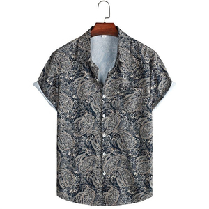 <b>Men's</b> Short Sleeve Aloha Floral Print Hawaiian <b>Shirt</b> with for Polo Collar Breathable and Casual for Summer <b>Beach</b> Holidays - Product Image 5