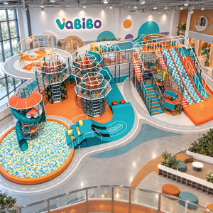 Aire de jeux intérieure <span class=keywords><strong>commerciale</strong></span> Mega Ball Pit avec ponts <span class=keywords><strong>d</strong></span>'accès, toboggans, jeux muraux interactifs, voitures tamponneuses, FEC, conception 3D haute densité personnalisée - Product Image 3