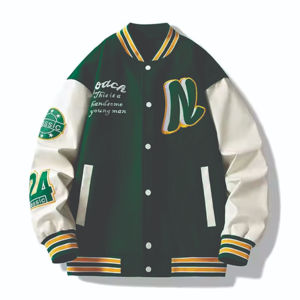 เสื้อแจ็กเก็ตทีมโรงเรียนหนังกันน้ำขนแกะคอปกตั้งปักลายสำหรับผู้ชายทำจาก2025สำหรับฤดูหนาว - Product Image 2