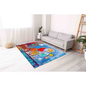 Tapis abstrait coloré : Tapis de décoration intérieure antidérapant, tapis fin non tissé - Product Image 2