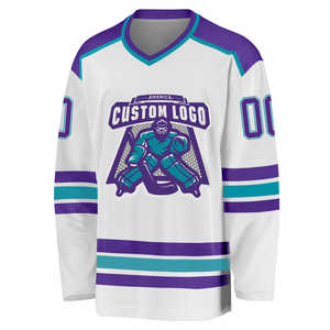 OEM professionnel personnalisé polyester sublimation broderie matériel sergé hockey sur glace maillot pour les services d'équipe - Product Image 4