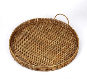 ถาดไม้หวายพร้อมหูจับ,ถาดเสิร์ฟขนมและกาแฟสำหรับอาหารเย็นอุปกรณ์จัดเลี้ยงในห้องครัว - Product Image 2