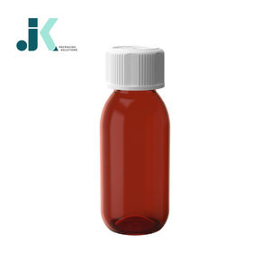 Vietnam Factory PET Round Syrup <b>Bottle</b> 90ml with CR Lid <b>Amber</b> Best Price OEM ODM Service Vietnam Factory M0761 - Product Image 1