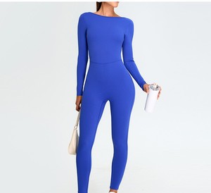 Combinaison de yoga pour femme, taille haute, manches longues, avec broderie, séchage rapide, pour la salle de sport - Product Image 5