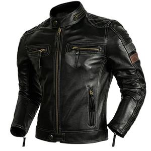 Chaqueta de cuero para hombre 2025, impermeable para invierno, estilo motocicleta, cuero Natural, ajustado, abrigo de motorista, chaquetas de cuero personalizadas - Product Image 1