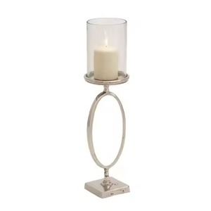 Dernier modèle de support votif nordique conique en métal plaqué argent Support unique pour bougie décorative de table de mariage de Noël - Product Image 1