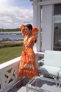 Embroidered Ukrainian Midi Length Designed Bottom Three Quarter <b>Sleeve</b> Boho Elegant <b>Long</b> Maxi for Women - Product Image 2