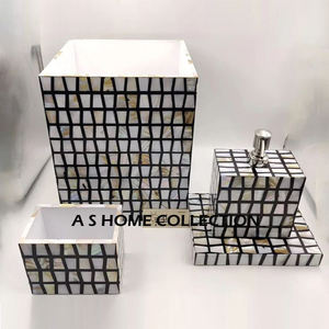 Whole Sale Price Product Metal Stainless Steel <b>Mother</b> of Pearl Inlay Bathroom Accessories Set Modern Design Home <b>Decorations</b> - Product Image 2