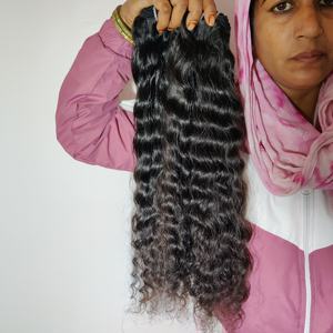 100% cuticule alignée traitement non chimique temple faisceau naturel vierge couleur noire bouclés sud indien Extensions de cheveux humains - Product Image 2