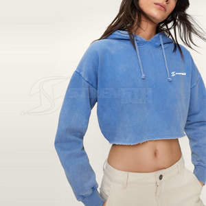 Personnalisé de haute qualité en coton pour femmes Crop Top Hoodies Plain Crop Top Custom Women Crop Hoodies - Product Image 3