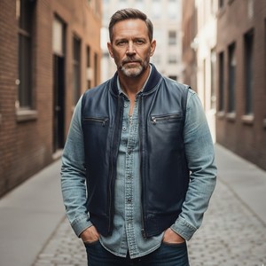 Chaleco de cuero para motociclistas, chaqueta sin mangas, Lederweste herren - Product Image 4