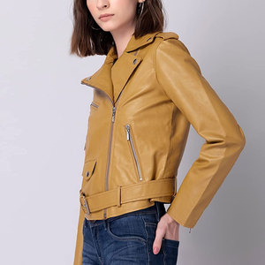 2024 chaqueta de cuero de motocicleta de mujer de alta calidad de tamaño personalizado tela estampada de piel de oveja transpirable Color sólido OEM invierno - Product Image 3