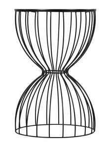 Black Metal Wire Drum Hourglass Coffee Side <b>Table</b> Modern <b>Industrial</b> Accent <b>Table</b> - Product Image 2