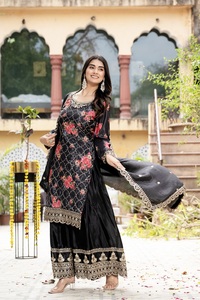 ชุดสلوارสีดำแบบอินเดีย-ปากีสถาน ดีไซน์เนอร์ สำหรับงานปาร์ตี้ งานแต่งงาน แฟชั่นทันสมัย หรูหรา ล่าสุด สำหรับผู้หญิงและเด็กผู้หญิง - Product Image 6