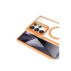 Coque de protection antichoc en silicone orange avec béquille intégrée pour Samsung Galaxy S24 Ultra compatible MagSafe - Product Image 3