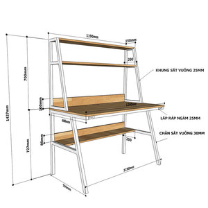 FD68044 Rubberwood Minimalist <b>Study</b> <b>Desk</b> with Bookshelf 120x60x145(cm) for Home Office or Bedroom Laptop Table PC <b>Desk</b> - Product Image 3