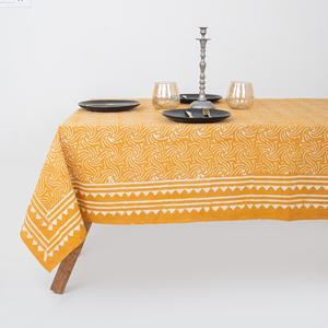 Manteles de Algodón con Estampado de Flores Dabu Hechos a Mano en India, Manteles Personalizados con Estampado, Cubierta de Mesa Rectangular Lavable - Product Image 1