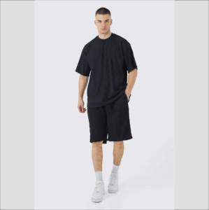 Ensembles de shorts pour hommes de la meilleure qualité pour l'été correspondant au logo personnalisé 100% coton 220 GSM Jersey tissu Hip Hop ensembles de shorts pour hommes - Product Image 3