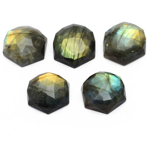 Cabujón hexagonal facetado de labradorita de 20x20 mm, par natural a juego, labradorita de fuego, gemas semipreciosas para la fabricación de joyas. - Product Image 3