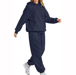 Private Label Winter Hooded Lightweight Breathable Casual Solid <b>Women</b> Track <b>Suits</b> 100% Cotton Wholesale in Stock - Product Image 5