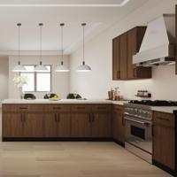 Lemari Dapur Kayu Veneer Rangka Shaker Langsung dari Pabrik, Kabinet Kayu Lapis Kustom untuk Pengembangan Real Estat