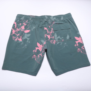 Shorts de bain pour hommes à séchage rapide, imprimé floral rose beige, avec cordon de serrage, décontractés - Product Image 6