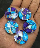Pierres précieuses naturelles violettes bleues Dahlia Turquoise de qualité supérieure AAA+, lisses et polies, personnalisées, taille plate 25x25x6, pour bijoux DIY