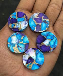 Piedras preciosas sueltas AAA + de alta calidad, pulidas, naturales, violeta, azul, Dalia, turquesa, personalizadas, redondas, planas, tamaño 25X25X6 - Product Image 2