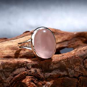 Solid 925 Sterling Silver Natural Oval Shape <b>Rose</b> <b>Quartz</b> Cabochon Gemstone Handmade <b>Ring</b> Sterling Silver Jewelry Gift For Her - Product Image 2