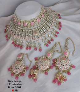 Conjunto de joyas chapadas en oro Kundan tradicional indio y conjunto de collar de cobre para mujeres y niñas accesorios indios joyería Mujer - Product Image 1