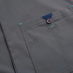 Personalizado V cuello tres bolsillos médico Scrubs poliéster elástico patrón elegante hombres Scrub uniformes conjuntos - Product Image 6