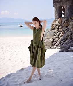 Hecho a mano diseñador Floral patrón Vintage A-Line Casual indio hasta la rodilla vestido 100% algodón transpirable botón Decoración - Product Image 2