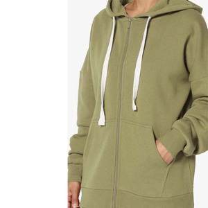 Sweat à capuche long pour femme, coupe ample, coupe-vent et respirant, avec poche kangourou, en polaire zippé pour l'hiver - Product Image 5