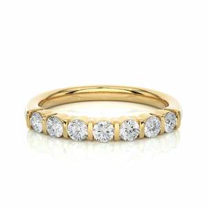 Anillo de Bodas con 7 Piedras de Diamantes de Corte Redondo en Engaste de Barra para Mujer - Product Image 2