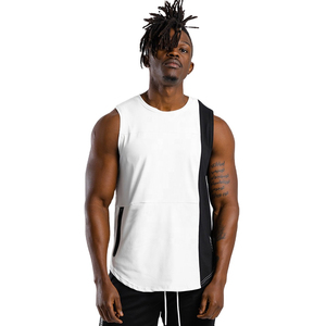 Premium Wholesale Fleece-Lined Side Panel <b>Tank</b> <b>Top</b> for <b>Men</b> <b>Black</b> and White Color Contrast Sleeveless Shirt for Gym <b>Tank</b> <b>Tops</b> - Product Image 2