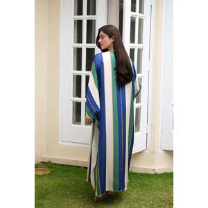 Premium Breathable Mix-Fabric Handwork Knee-Length Slit Kaftan for Women-ODM Supply - Product Image 2