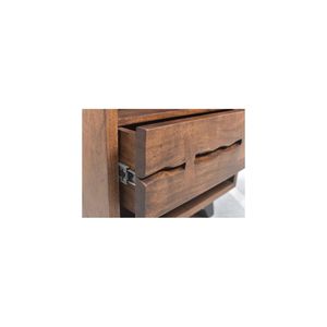 Mesita de Noche Moderna de Madera de Caoba Maciza Hecha a Mano |   Mesa de Noche Artesanal con Patas Metálicas Cónicas Elegantes y Tallado Único - Product Image 4