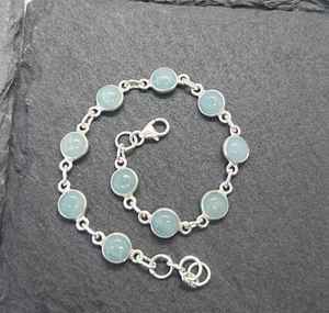 Aquamarine 925 Sterling Silver Round Shape <b>Adjustable</b> <b>Bracelet</b> Handmade Women Gemstone Jewelry Gift - Product Image 6