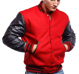 Veste de baseball Letterman personnalisée en gros de bonne qualité Manteau d'hiver en laine Corps en cuir à manches Bomber Varsity Jacket pour hommes - Product Image 1