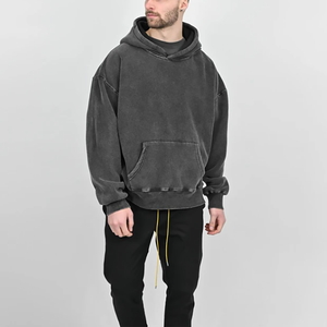 Sweat à capuche zippé pour homme en molleton double couche imprimé sur mesure, avec design délavé à l'acide, 100 % coton - Product Image 3