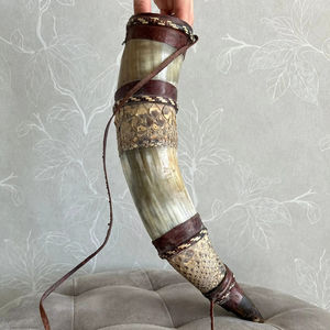 Hand-polished Carved <b>Viking</b> Drinking <b>Horn</b> with Leather Strap Eco-Friendly Portable for Festivals and Outdoor Celebrations - Product Image 1
