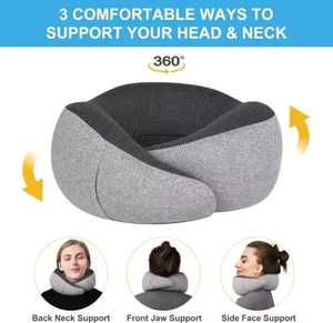 Gran oFerta De Almohada de espuma viscoelástica cervical en forma de U de lujo para viajes de oficina ajustable plegable cómoda almohada de cuello de moda - Product Image 5