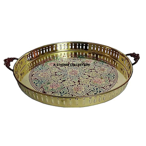 Customized Round Metal Serving <b>Tray</b> With Enamel Print Designing Dinnerware Elegance and Artistic Style - Product Image 1
