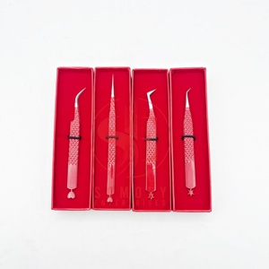 แหนบต่อขนตาด้ามจับแบบเพชรสีแดงลายคริสต์มาสทำจากสเตนเลสไฟเบอร์ทดสอบด้วยมือ - Product Image 1