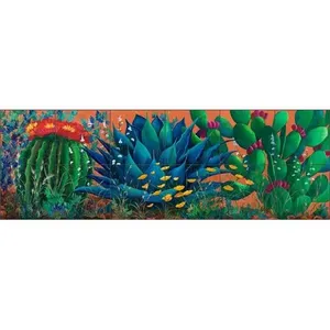 Susan Libby Southwest Art Cactus Tile Backsplash SLA078 con diseño de azulejo intrincado - Product Image 1