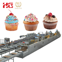 Ligne de production automatique de cupcakes fourrés, machine à faire des cupcakes fourrés, ligne de fabrication de cupcakes fourrés